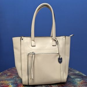 Cream Leather London Fog Tote